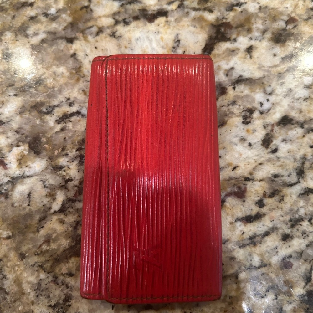 LOUIS VUITTON Vintage Red Epi Leather 4 Hooks Key Holder Case Small Wallet